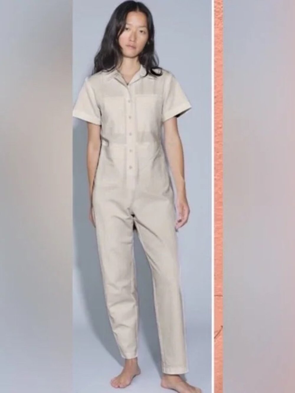 Ilana Kohn XS Linen Oat Women's Cream Jumpsuit